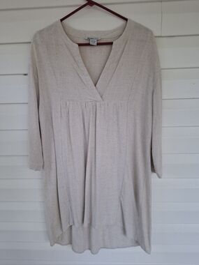 Marissa Olivia Linen Blend Hi Lo Tunic Or Dress Flax Size Medium
